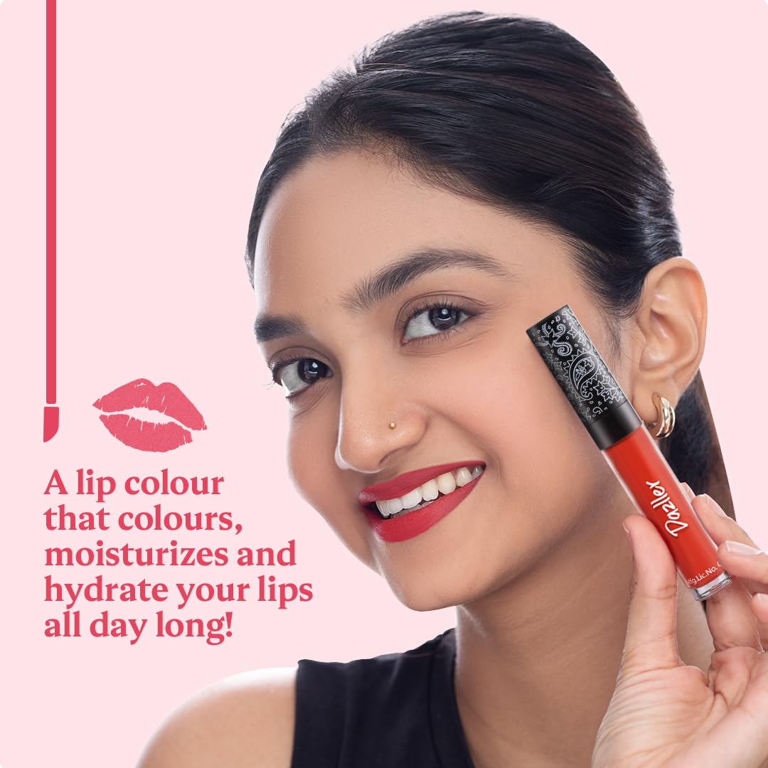 DAZLLER All Day Lipcolour|Moisturizing Kokum Butter|Non-Transfer & Smudge-Proof|8Hr Stay|Matte Liquid Lipstick for Women|Dlc003 Autumnspice|6G