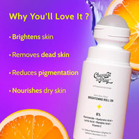 Chemist at Play Brightening Roll On For Neck, Knee & Elbow With 6% Vitamin C+ Hyaluronic Acid, AHAs, Niacinamide, & Ceramides | Helps Reduction in Pigmentation & Hydrates Dry Skin | 40ml