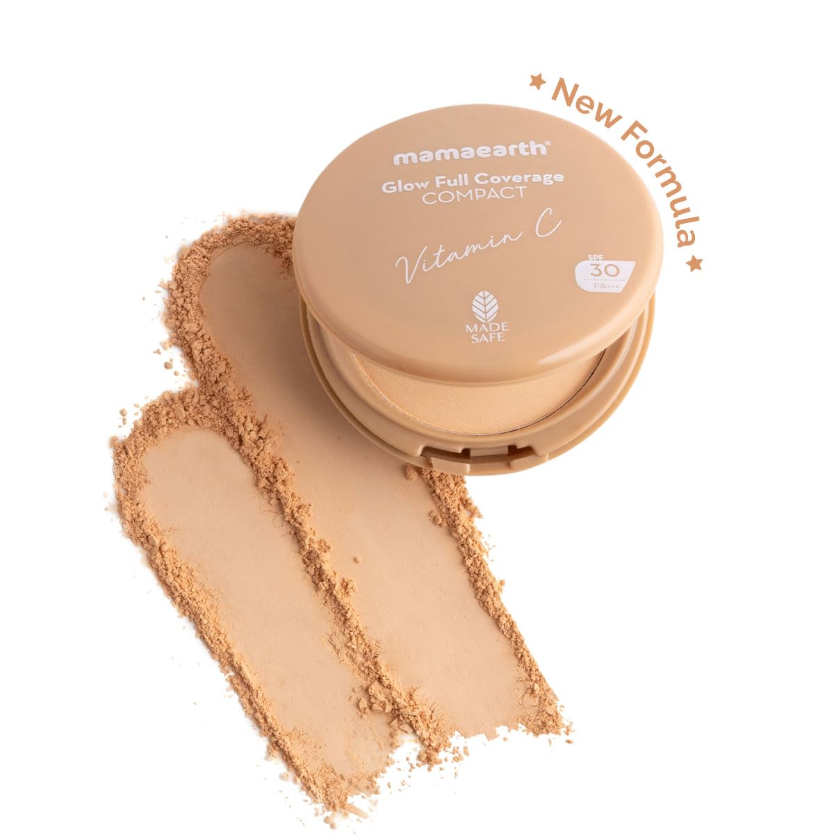 Mamaearth Glow Full Coverage All Skin Type Compact Spf 30 With Vitamin C&Turmeric For Up To 3X Instant Glow-9 G Even Toned Complexion Mattifying Up To 16-Hour Oil Control&Sweat-Resistant (Ivory Glow)