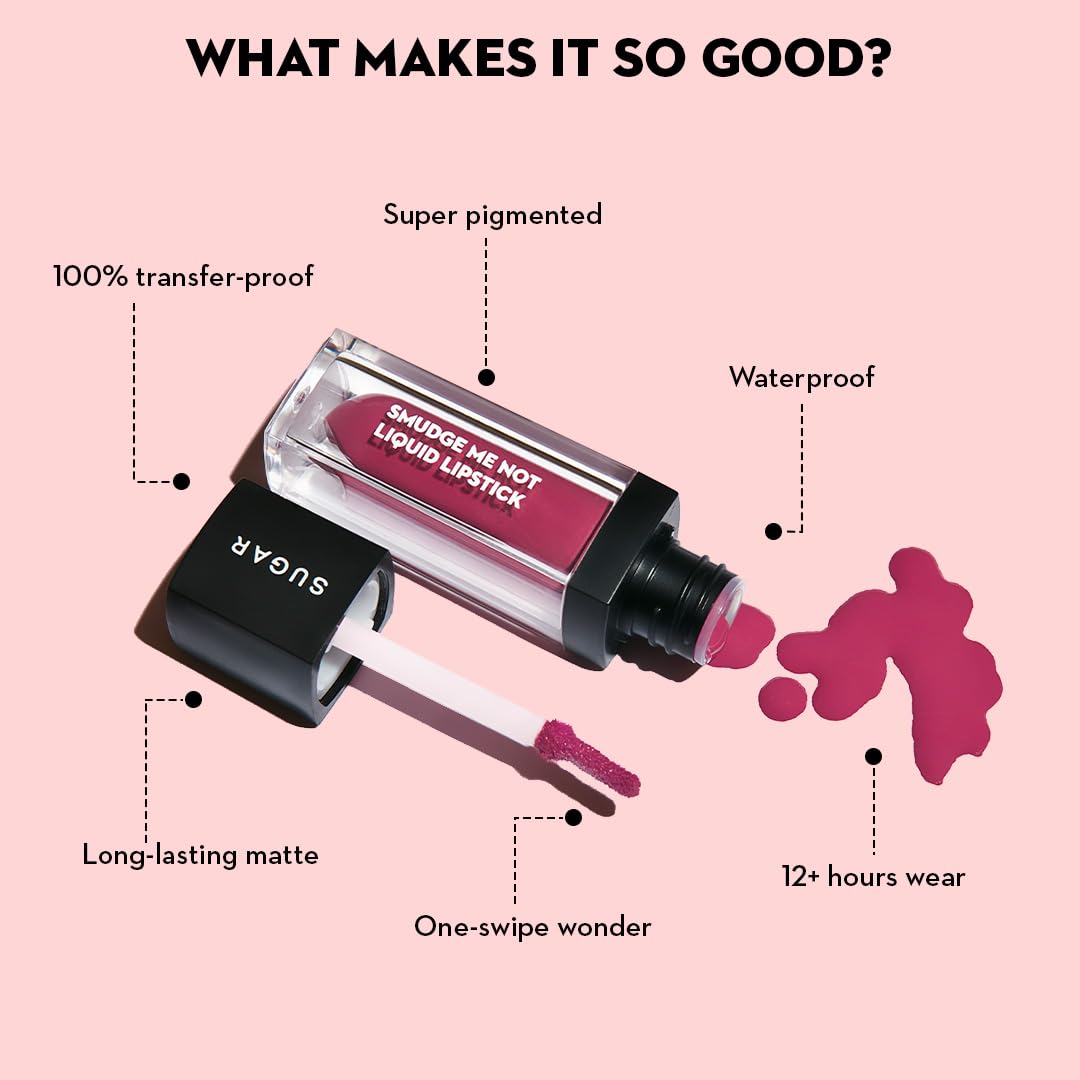 SUGAR Cosmetics Smudge Me Not Liquid Lipsticks for Women | Transferproof & Waterproof | Lasts 12+ Hours | Matte Lipstick | 4.5ml - 52 Modern Auburn (Flamenco Red/Deep Red with blue undertone)
