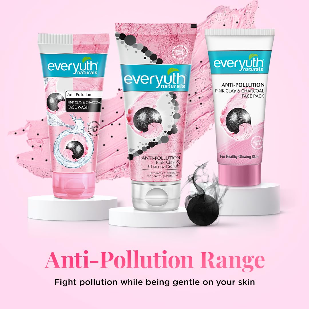 Everyuth Naturals Anti Pollution Pink Clay & Charcoal Scrub 100g