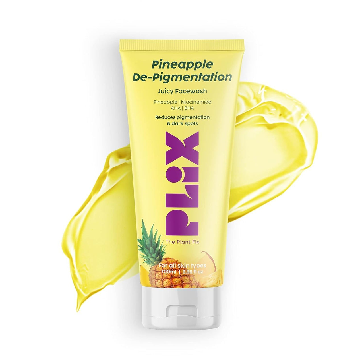 The Plant Fix Plix 5% Pineapple Foaming Facewash For Depigmentation,100ml | Cleanser For Skin Brightening & Even Toned Complexion | Free Of Sulphates, Paraben & Silicones