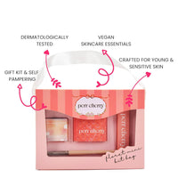 Perr Cherry 4 PCS Organic Makeup Kit for Kids, Preteens & Teen Girls | 100% Natural & Skin Friendly | Includes Eye & Cheek Highlighter, Lip & Cheek Tint, Lip Oil, Brush (Floret Kit, Assorted Colour)