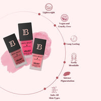 Lakyou Beauty Velvet Liquid Blush Matte | Light Weight | Highly Pigmented | Long-lasting | Easily Blendable | All Skin Types | Shade-01 (Soft Pink) 15ml
