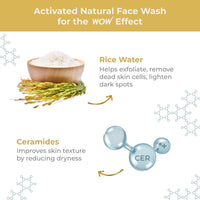 WOW Skin Science Rice Water & Ceramide Hydrating Face Wash | Brightens Skin | Tightens Pores | Locks in Moisture | Reduces Fine Lines | Improves Skin Elasticity | 100ml