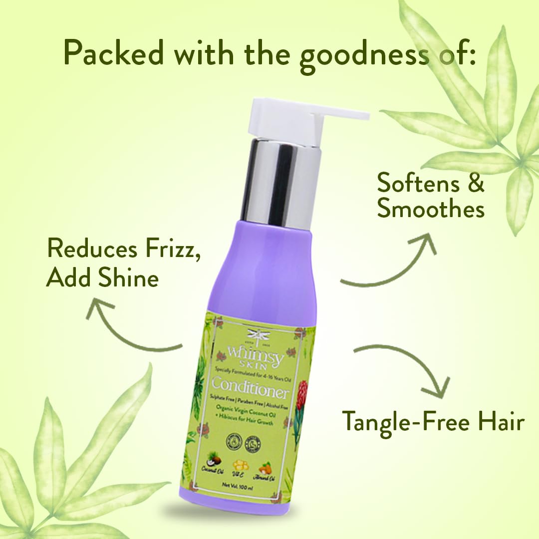Whimsy Beauty Kids & Teens Conditioner Hydrating & Sulfate-Free Hair Care for Ages 6 To 16 | Gentle, Frizz-Control Formula | Safe, Non-Toxic & Dermatologist-Tested 100ml