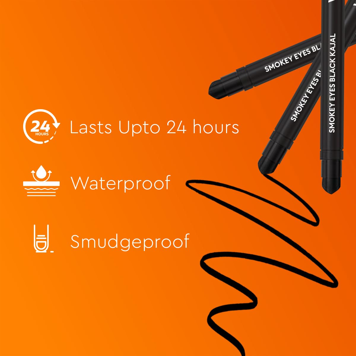 VLCC Smokey Eyes Black Matte Kajal - 0.35G (Pack Of 2) | Intense Black Color | Long Lasting Effect | Smudge-Proof And Water-Proof Application | With Blender To Sharpen For Dynamic Effect