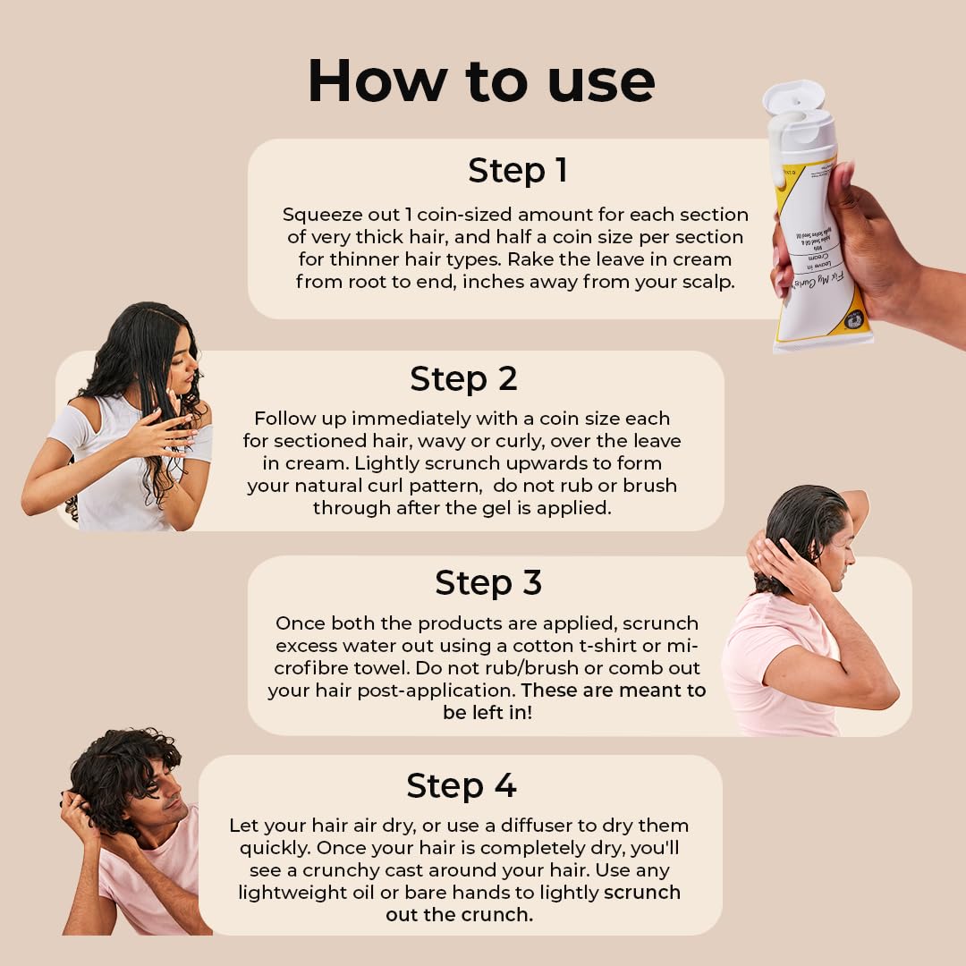 Fix My Curls Protein Styling Duo| For Curly, Wavy, Dry & Frizzy Hair | Frizz Control | Silicone Free Curl Defining Cream & Gel| 50gm each