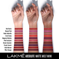 Lakmé Absolute Matte Melt Mini Liquid Lip Colour, Brown Souvenir, Velvet Matte Liquid Lipstick, Transfer Proof, Long Lasting, Lightweight, 2.4 ml