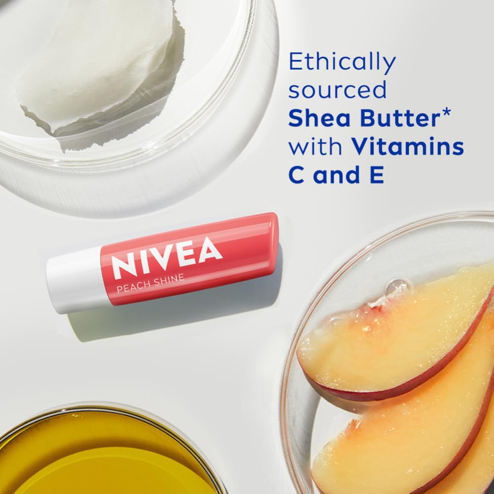 NIVEA Lip Balm, Fruity Peach Shine,4.8 g (Pack of 1)