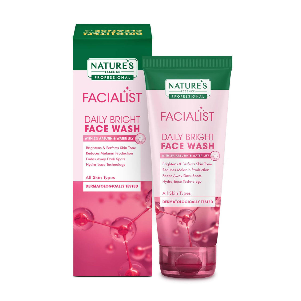 Nature's Essence Professional Facialist Daily Bright Face Wash for women infused with Arbutine and Niacinamide, Brightens Skin | Reduces Dark Spots and Pigmentation, 100g