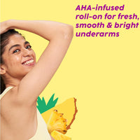 PLIX - THE PLANT FIX Pineapple Odour Control Underarm Roll-On (50Ml) With 5% Lactic Acid & 1% Mandelic Acid, Prevents Body Smell, Brightens Skin & Exfoliates Underarm, Alcohol Free - Lotion