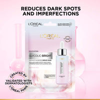 L'Oreal Paris Glycolic Bright Glowing Serum Sheet Mask, Face Mask for Glowing Skin, 22 g (pack of 5)