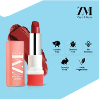 ZM Zayn & Myza Rich Matte Lipstick | Smooth and Light Weight | Intense Color in one Swipe | High Pigmentation Bullet Lip Stick Enriched with Argan oil, Murumuru and Shea Butter, (4.2 g, Iconic)
