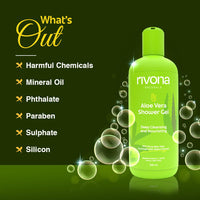 Rivona Naturals Aloe Vera Shower Gel | Aloe Vera + Neem | Cleansing and Nourishing| for Men & Women |All Skin types |250 ml (Pack 2)