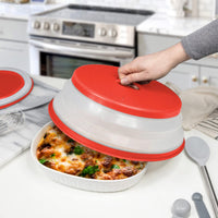 Tovolo 47011-402 Large Collapsible Microwave, Lid for Reheating Food, Meal Prep Gadget, No Mess Folding Plate Cover Kitchen Tool, Candy Apple Red