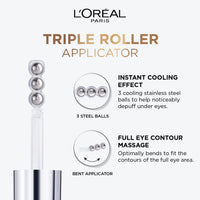 L'Oreal Paris Revitalift Hyaluronic Acid Eye Serum, 20ml, 1.5% Hyaluronic Acid and 1% Caffeine, Lightweight Texture, Non-Sticky, Reduce Fine Lines Under Eyes (Pack of 2)