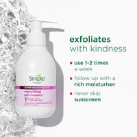 simple Active Skin Barrier Care Smoothing Gel Face Cleanser 150Ml With 5% Lactic Acid,Hyaluronic Acid&Ceramide Boosters|Gentle Exfoliating Face Wash For Brighter,Even-Tone,Smoother Skin,For Women&Men