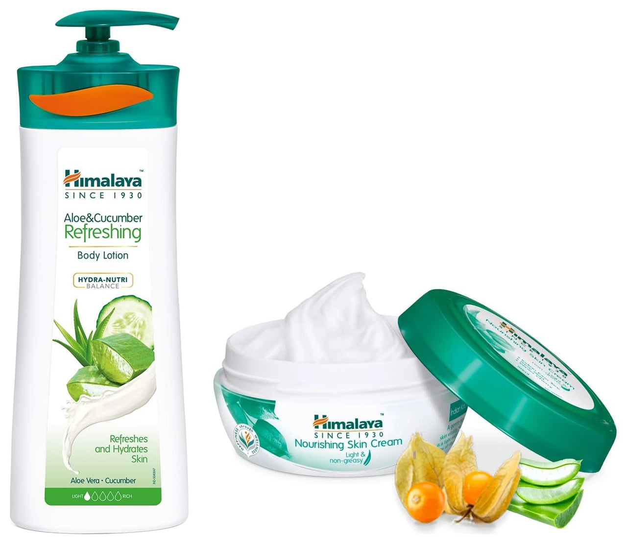 Himalaya Nourishing Skin Cream, 200ml And Himalaya Herbals Aloe and Cucumber Refreshing Body Lotion, 400ml