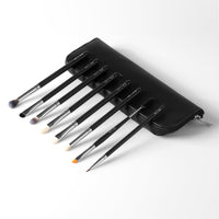PAC Eye Series Synthetic Bristle Makeup Brush Set | Foundation, Blush, Eyeliner, Concealer, Eyeshadow Brushes with Makeup Brush Pouch | For Cream, Liquid And Powder Formulation - 8 Brushes