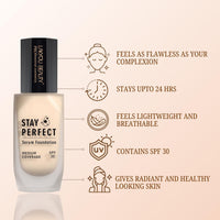 Lakyou Beauty Stay Perfect Serum Foundation 30ml | Medium Coverge with SPF 30 | 24HRS wear for radiant and healthy looking skin (Rich Nude)