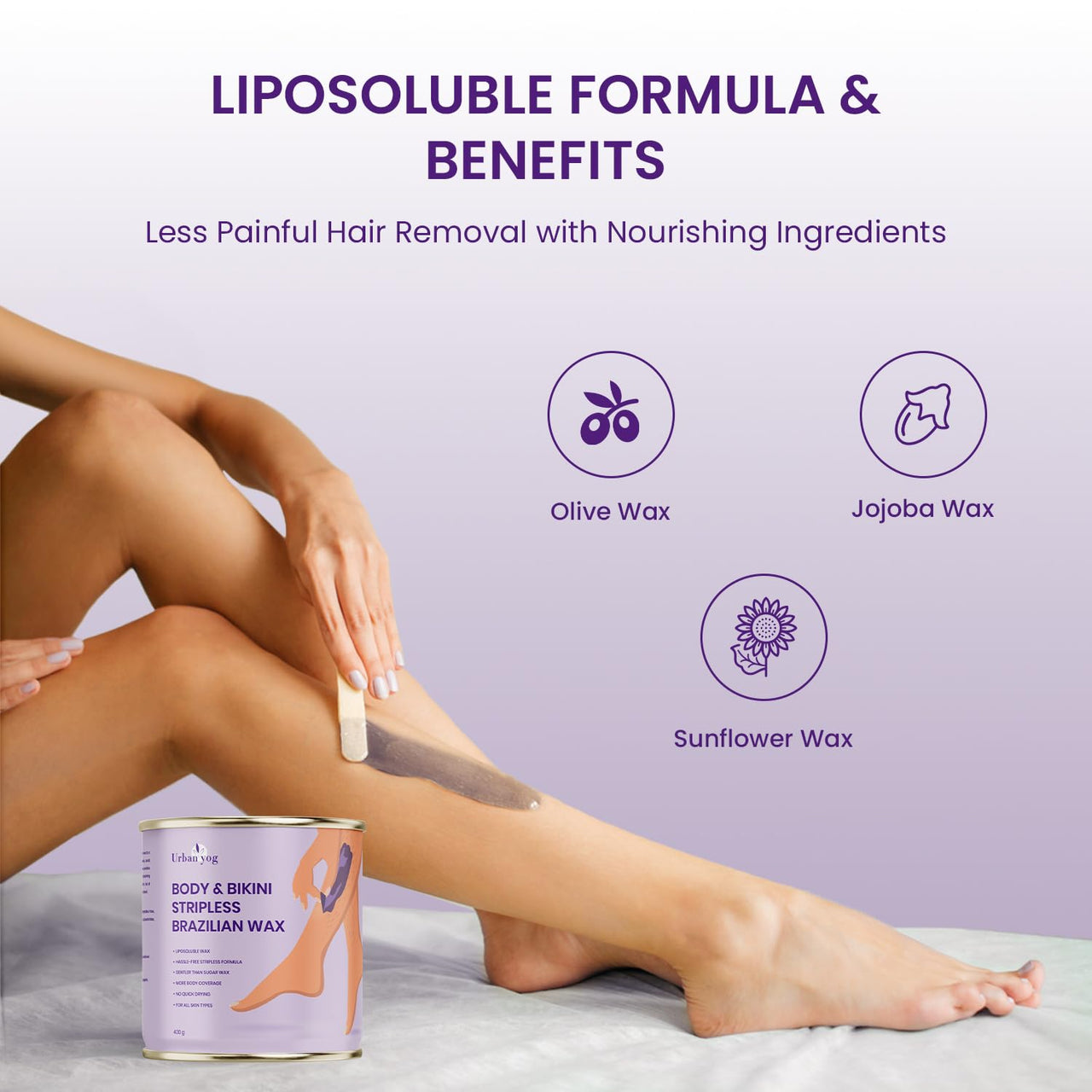 Urban Yog Beans Wax Liposoluble Stripless Wax (400g) – Quick Heating, Painless At Home Brazilian Waxing Kit for Delicate Areas & Unwanted Bikini Hairs, No Strips, More Coverage