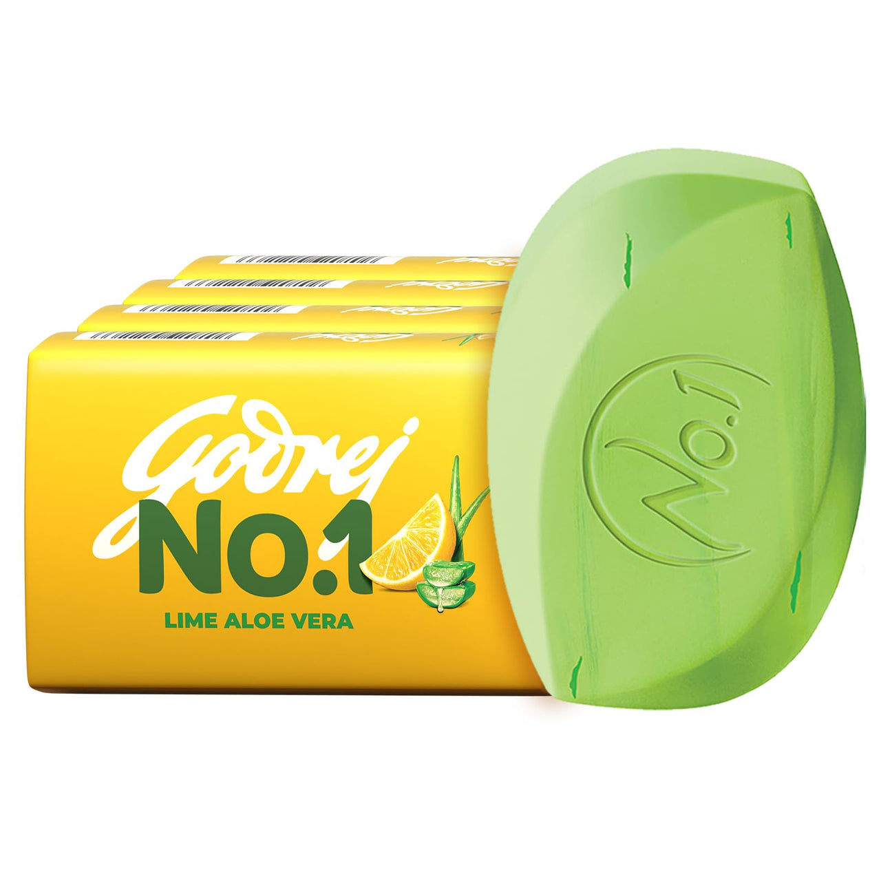 Godrej No.1 Lime & Aloe Vera Soap - Pack of 4 (150g each) - High TFM (Grade 1 Soap) | Soaps For Bath | Long-Lasting Fragrance