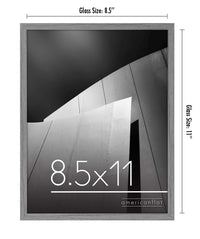 Americanflat 8.5x11 Picture Frame in Grey - Thin Border Photo Frame with Shatter-Resistant Glass, Hanging Hardware, and Built-in Easel for Horizontal or Vertical Display Formats for Wall or Tabletop