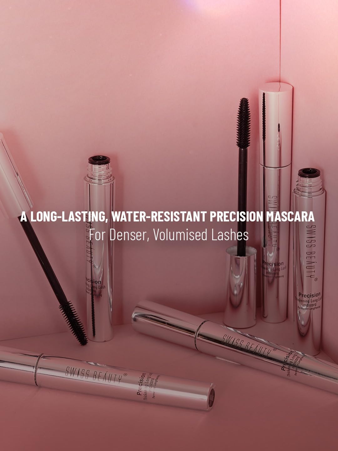 Swiss Beauty Waterproof Volume Mascara | Smudge Proof Curling Mascara For Eye Makeup | Jet Black, 8.5Ml |