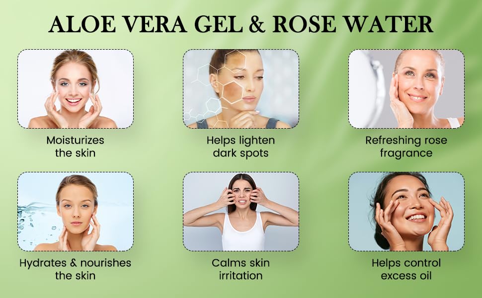 Green worth Pure Aloe vera Gel with Natural Rose | for Face, Glowing Skin and Hair | Paraben Free | 200 Gm