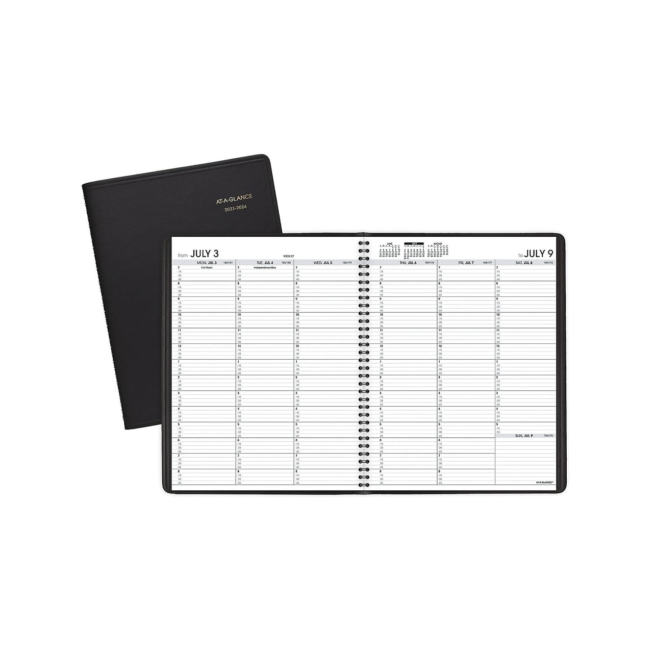AT-A-GLANCE 2023-2024 Academic Planner, Weekly, Quarter-Hourly Appointment Book, 8-1/4" x 11", Large, Pocket, Flexible Cover, Black (7095705) 2023-2024 Old Edition