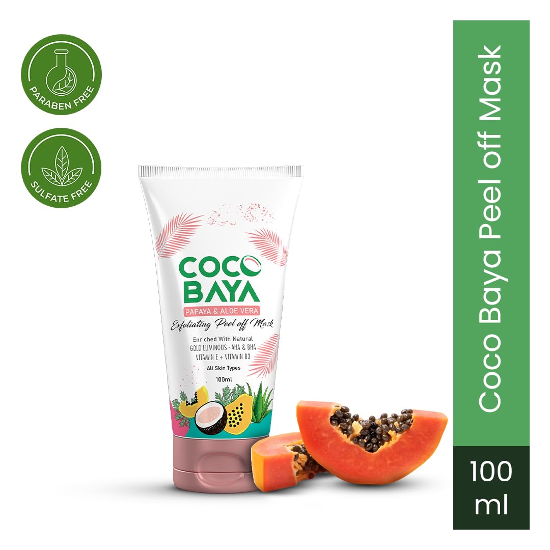 Coco Baya Exfoliating Peel Off Mask, Enriched with Papaya Extract, Aloe Vera Extract, Vitamin E & Vitamin B3, Suitable For All Skin Types, 100 ML