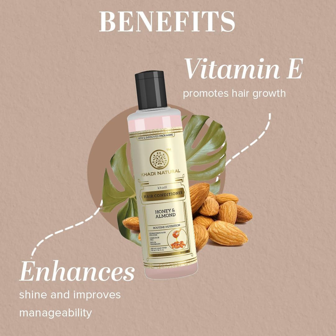 Khadi Natural Honey & Almond Hair Conditioner for Controlling Hair Fall | Herbal for Healthy Hair | Suitable for All Types | Pack of 2 | (210 * 2) (420 ml)