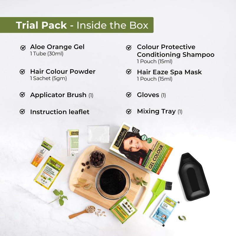 INDUS VALLEY Damage Free Natural Gel Hair Colour for Women | Ammonia & PPD Free Organic Hair Colour with 100% Grey Coverage, Long Lasting Hair Color Trial Pack | Dark Brown (Pack of 2)