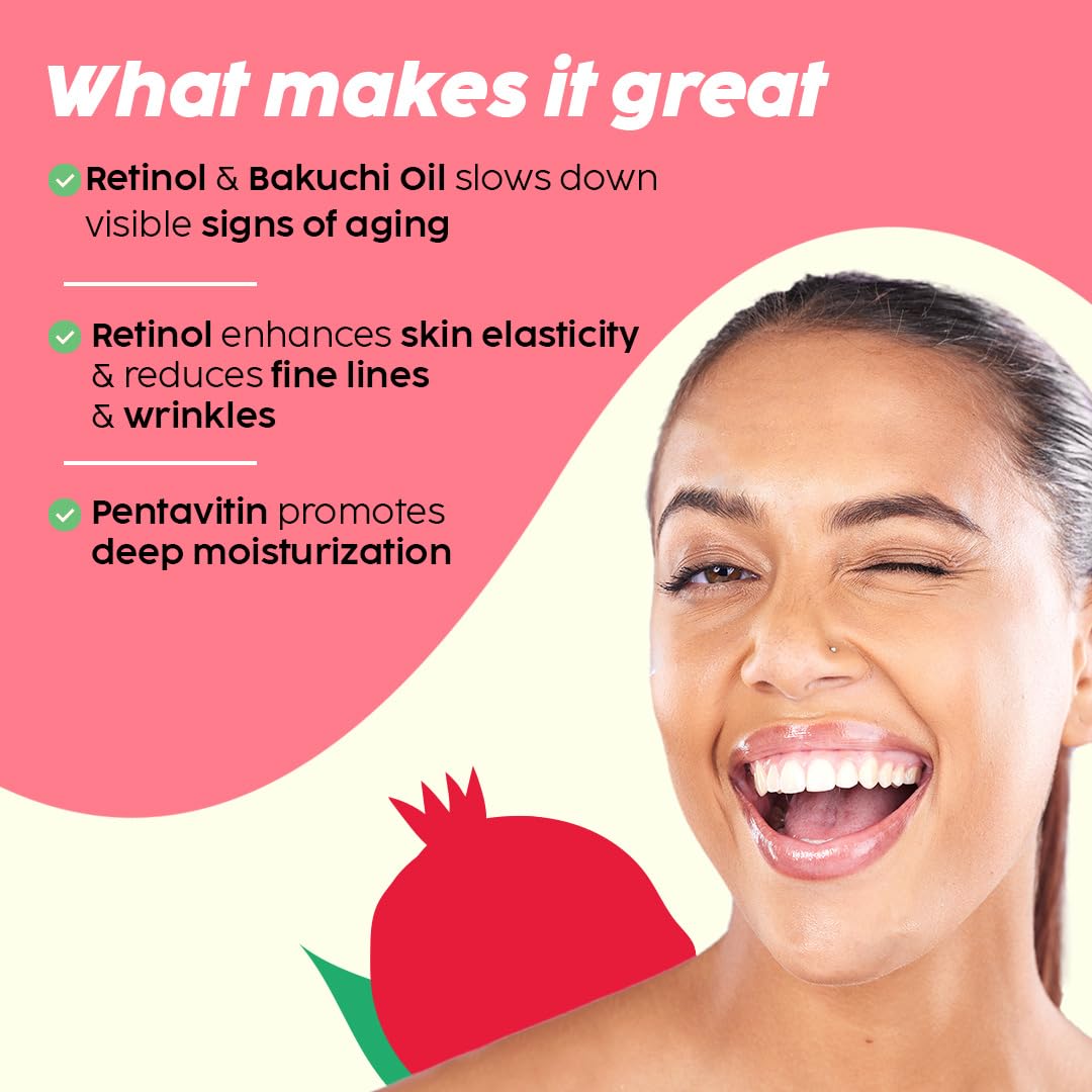 PLIX - THE PLANT FIX Pomegranate 0.6% Retinol & 0.2% Bakuchi Oil Face Serum (30 ml) | For Reverse Aging | Reduces Fine Lines & Wrinkles | For Men & Women | 100% Vegan