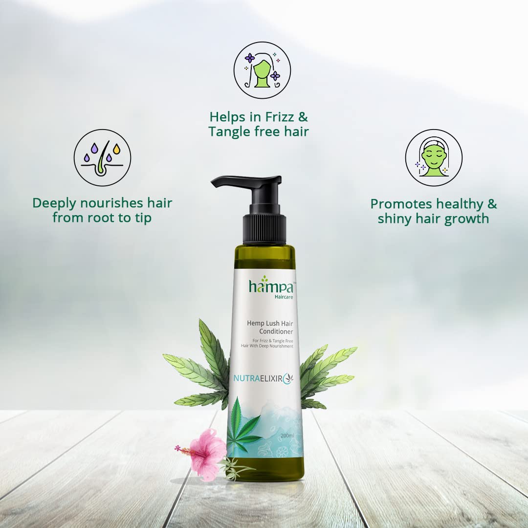 Hampa Nutraelixir Floral Conditioner 200Ml For Frizz And Tangle Free Hair, Naturally Smooth And Shiny, With Hemp, Hibiscus,Fenugreek & Chamomile-No Toxin-Sulphate, Paraben And Silicone Free, 1 Count