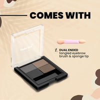 HUDA GIRL Eyebrow Palette for Women with Eyebrow Brush, Long Lasting & Waterproof Eyebrow Filler, Blendable Colors in 4 Shades, Eye Brow Palette and Brush Set for Women and Girls