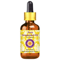 Deve Herbes Pure Grapeseed Oil (Vitis vinifera) with Glass Dropper Natural Therapeutic Grade Cold Pressed 10ml