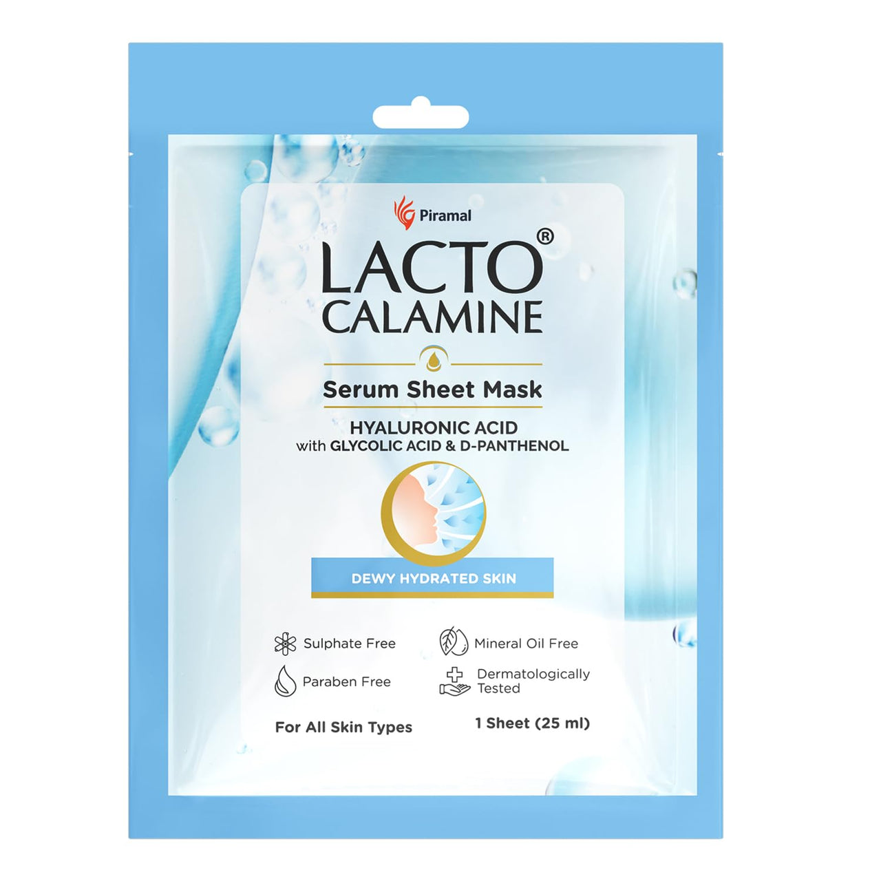 Lacto Calamine Hyaluronic Acid Face Sheet Mask |Instant Hydration |Glycolic Acid & D-Panthenol|30 g