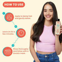 Peach & Musk Sulphate-Free Keratin Anti-Frizz Shampoo for Dry, Damaged Hair | Plant Based | Enriched with Probiotic & Collagen | Nourishing Shampoo for Smooth, Dry & Frizzy Hair | 250 ml