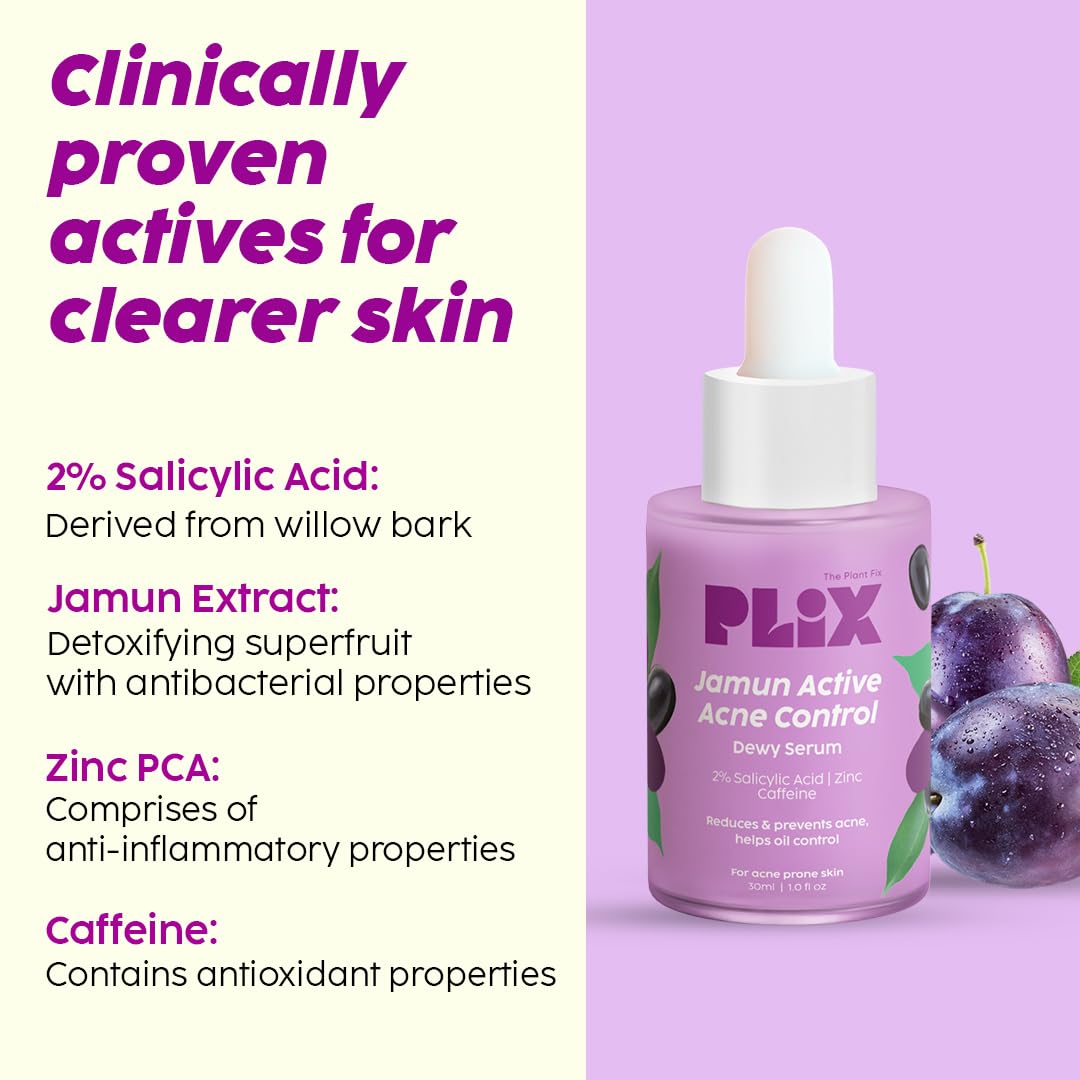 The Plant Fix Plix Jamun Face Wash and Active Acne Serum Combo(100ML + 30ML) For Active Acne & Oil Control, For Breakouts | Oily & Acne Prone Skin | Women & Men