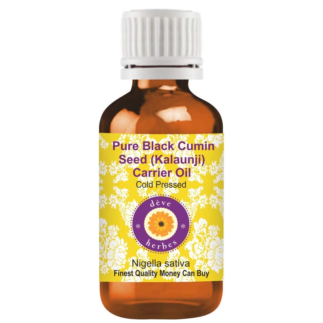 Deve Herbes Pure Black Cumin Seed (Kalaunji) Carrier Oil (Nigella sativa) Natural Therapeutic Grade Cold Pressed 30ml