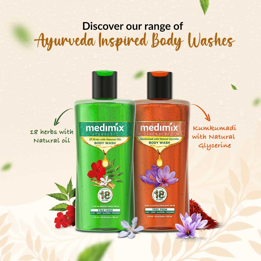 Medimix Ayurvedic Body wash, Sandal With Eladi Oil For Clear, Glowing And Tan-Free Skin 250ml + 50ml | Herbal Shower Gel | Paraben-free & Sulphate-free