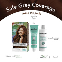 Paradyes Mini Natural Brown Timeless Hair Tint, Permanent Crème Hair Color for Hair, Complete Grey Coverage, Formula Free from PPD, Ammonia, & Resorcinol, 4.0 Natural Brown, 60 GRAM