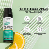 Dr. Sheth'S Ceramide Daily Brightening & Repair Cream With 1% Ceramide Complex, 5% Vitamin C, Cica & Amla | Daily Use Face Cream | Brightens & Repairs Skin | 30 G