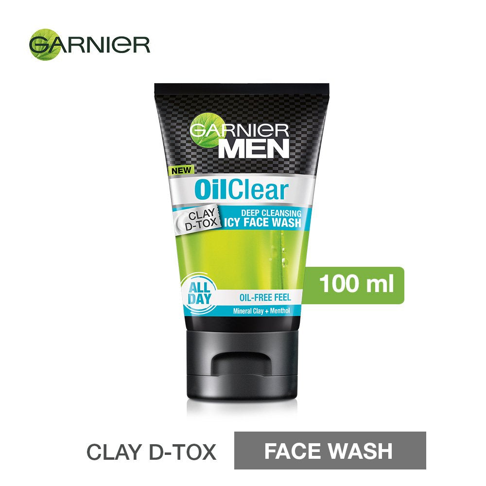 Garnier Men Power White Anti-Pollution Double Action Facewash, 100gm And Garnier Men Oil Clear Clay D-Tox Deep Cleansing Icy Face Wash, 100gm