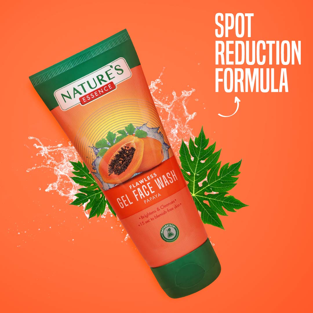 NATURES ESSENCE Anti Pigmentation Papaya Gel Face wash for women infused with Saffron |reduces Spot| Instant Brightening |Tan Removal 50gm