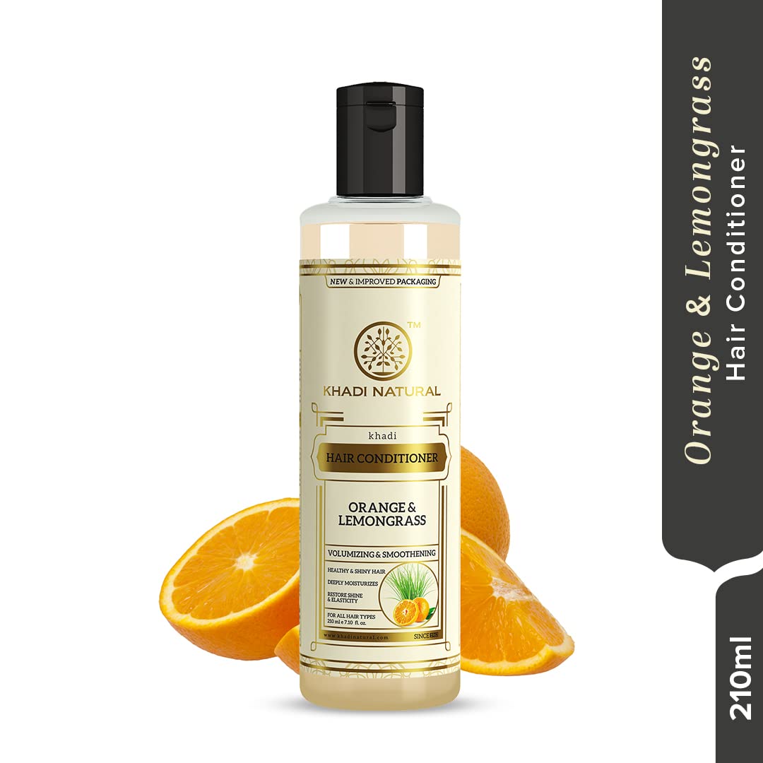 Khadi Natural Orange and Lemongrass Herbal Hair Conditioner 210ml, For Frizzy Hair, For Repairing Damaged Hair