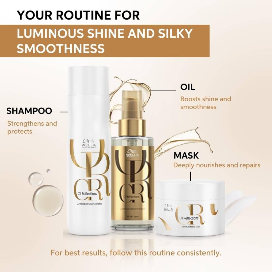 Wella Professionals Oil Reflections Luminous Smoothing Hair Oil | Frizz Control & Shine Booster | 100 ml
