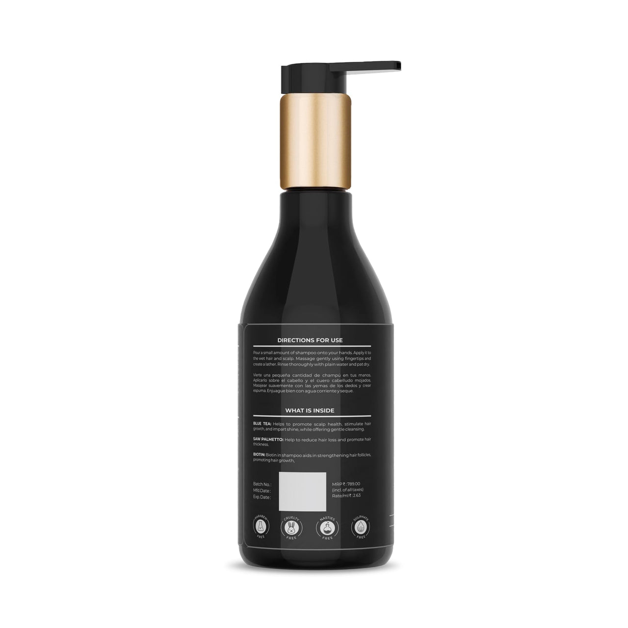 Nefol Hair Lather Shampoo with Blue Tea, Tea Tree, Biotin, and Saw Palmetto - Reduces Hair Loss, Nourishes Follicles - 300ml
